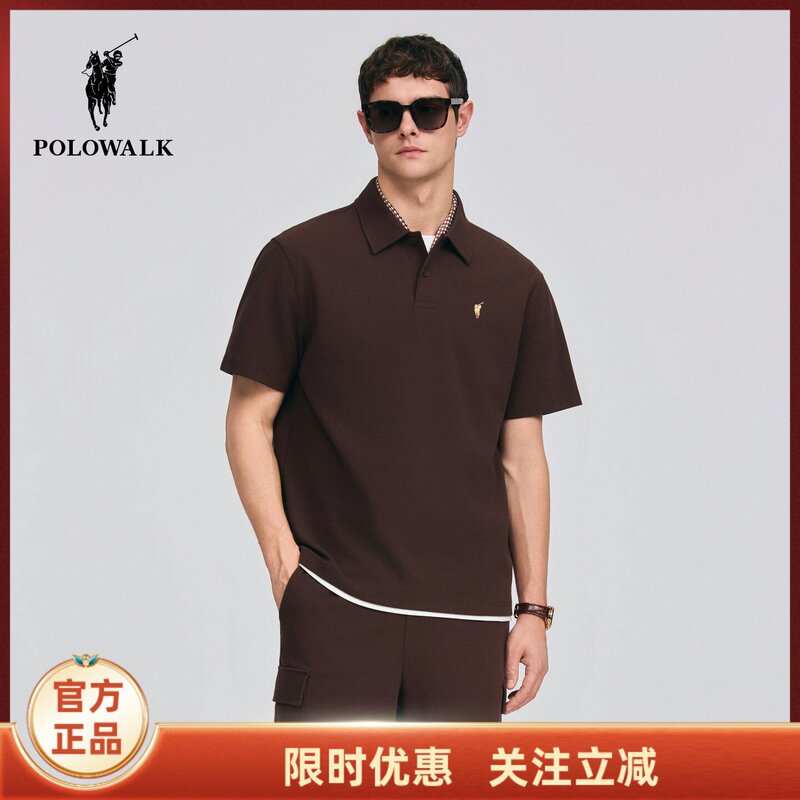【Set】Polowalk Men's Short-Sleeved Polo Shirt 2026 Spring New Simple Polo Shirt Casual Shorts