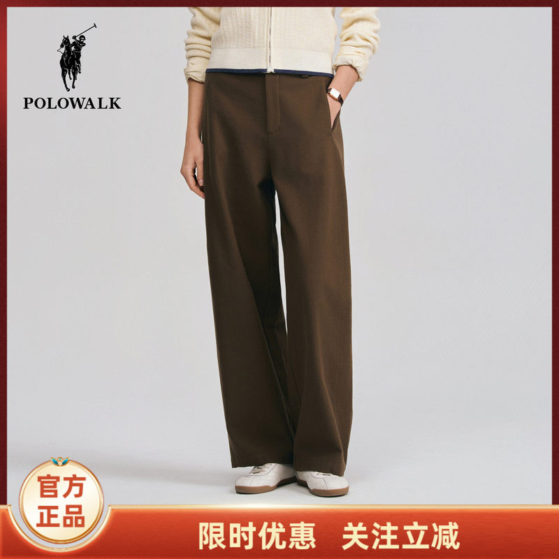 【100% Cotton】Polowalk Women's Casual Pants 2026 Spring/Summer New Vintage Scimitar Pants Simple Long Pants 【100% Cotton】Polowalk Women's Casual Pants 2026 Spring/Summer New Vintage Scimitar Pants Simple Long Pants