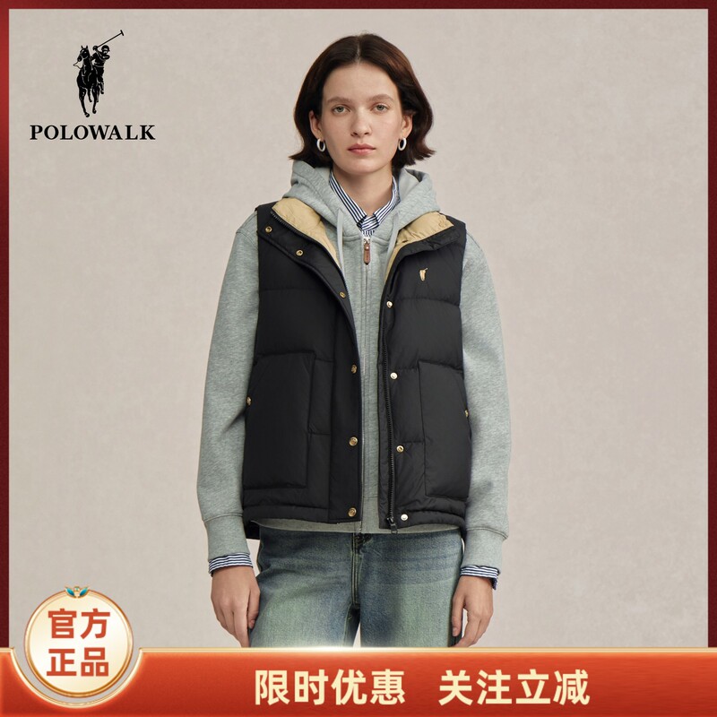 Polowalk Women's down Vest 2025 Winter New Product 90 Duck down Casual Work Clothing Stand Collar down Vest for Women