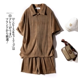 Рубашка, мужской летний японский комплект, шорты, штаны, свободный крой, короткий рукав