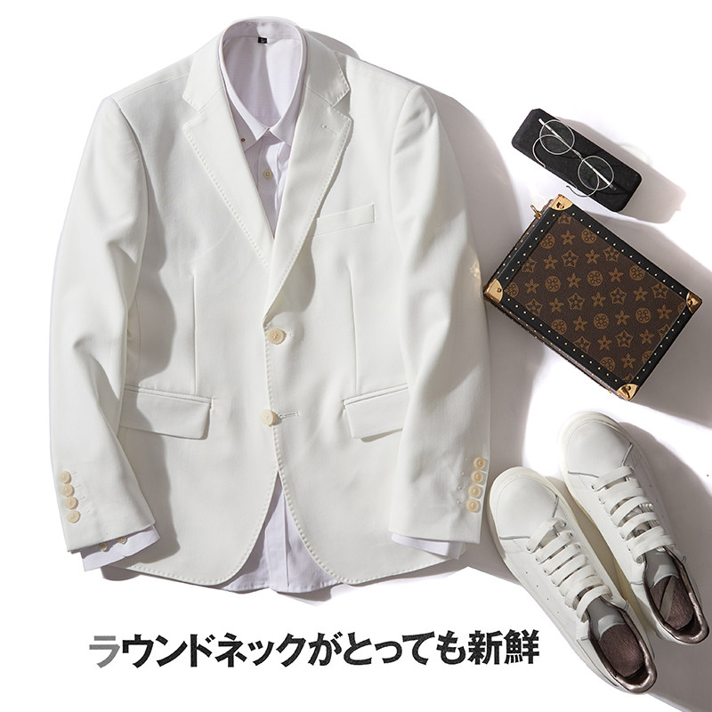 Light luxury coat spring and fall fashion English-style white suit coat comfortable youth banquet retro-angling suit