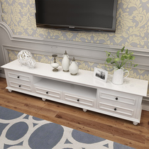 Li Shang American country coffee table TV cabinet combination Solid wood white modern simple living room Nordic floor cabinet Mediterranean