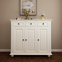 Li Shang Modern simple American solid wood shoe cabinet White locker Three-door shoe cabinet Entrance cabinet with storage drawer