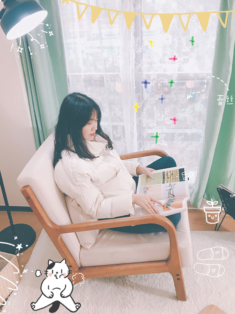 Baolijia Solid Wood Single Sofa Small Apartment Balcony Leisure Chair Simple Bedroom Lazy Sofa