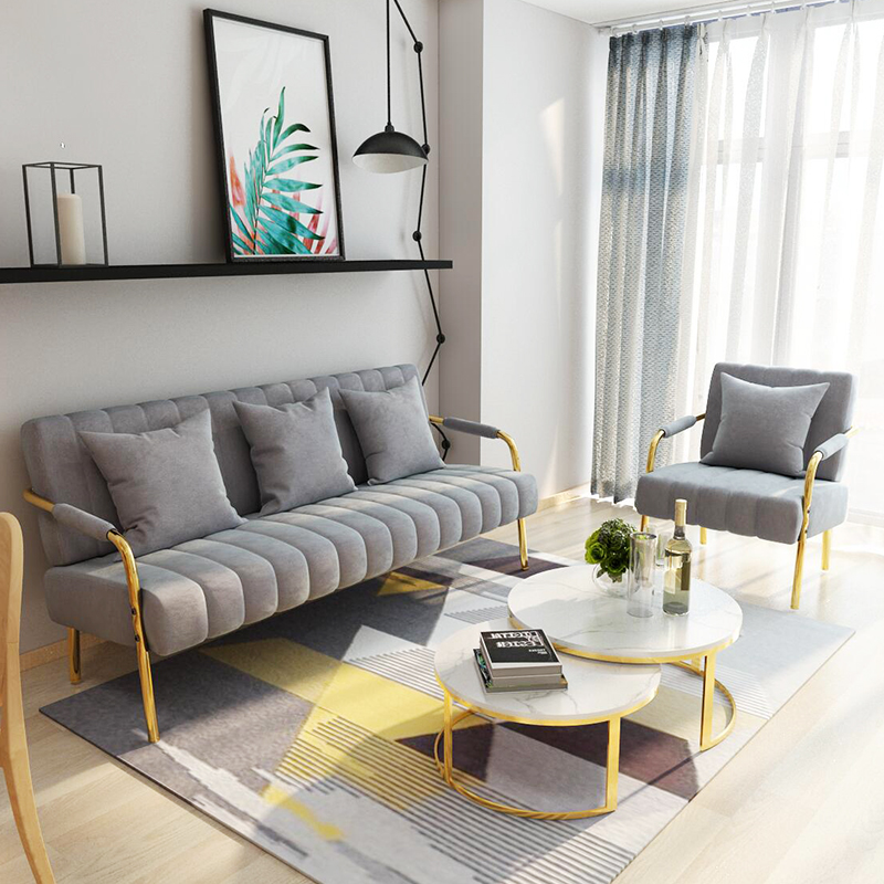 Net red light luxury fabric sofa single double Nordic small apartment living room rental room clothing store bedroom small sofa