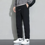 Мужские демисезонные штаны с пухом, утепленный трендовый бархатный комплект, удерживающие тепло повседневные брюки, утиный пух