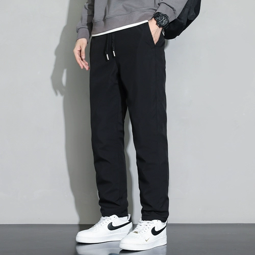 Мужские демисезонные штаны с пухом, утепленный трендовый бархатный комплект, удерживающие тепло повседневные брюки, утиный пух