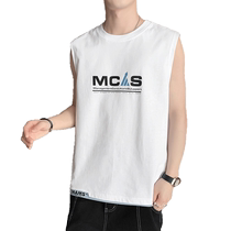 Vest mens summer 2024 new casual sports trend vest loose plus fat large size mens sleeveless t-shirt