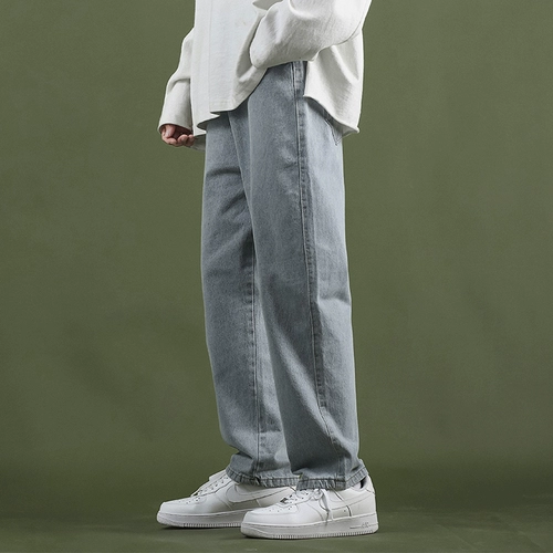 Утепленные джинсы с начесом, демисезонные штаны, осенние, свободный прямой крой