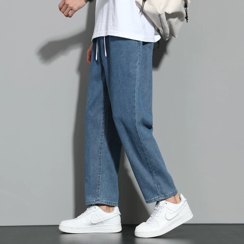 Летние джинсы, трендовые штаны для отдыха, свободный прямой крой