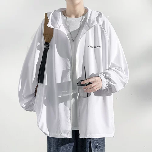 Мужская летняя одежда для защиты от солнца, легкая и тонкая дышащая толстовка с капюшоном, шелковая куртка, защита от ультрафиолета