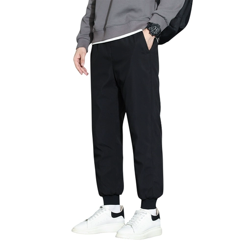 Мужские демисезонные штаны с пухом, утепленный трендовый бархатный комплект, удерживающие тепло повседневные брюки, утиный пух