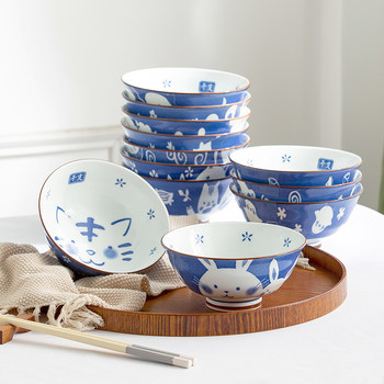 Qinghe Cartoon Studio Jingdezhen Underglaze Ceramic Zodiac Bowl Eating Bowl Large Bowl Noodle Bowl New Product