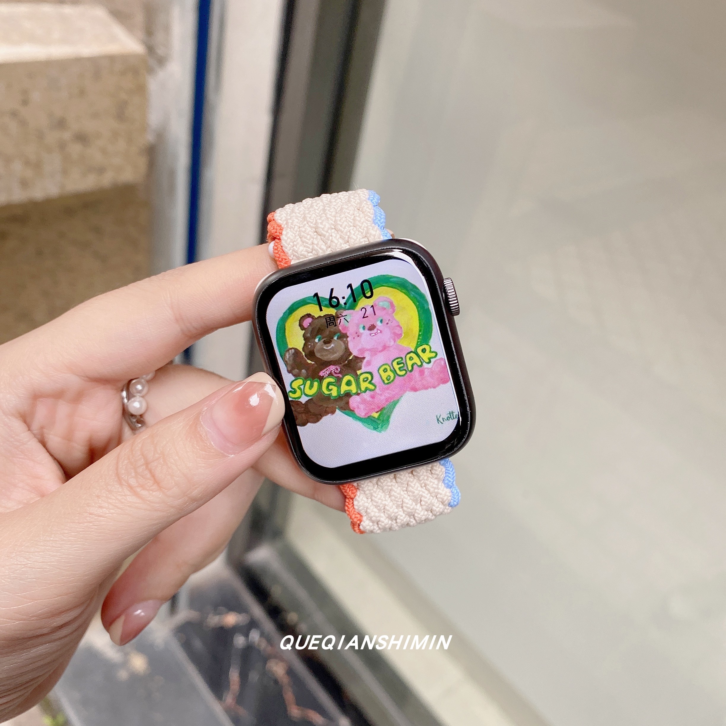 Suitable for iWatch Apple Watch strap nylon braided strap Apple Watch7654321 Starlight SE strap