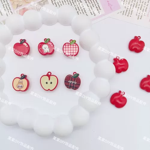 Apple, металлические милые аксессуары ручной работы, ручка, мобильный телефон, брелок, со сквозным отверстием, «сделай сам»