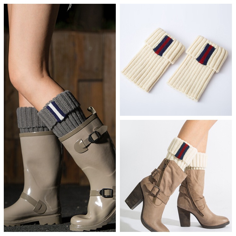 Knitted Warm Boot Covers, Ankle Warmers, Wool Leg Warmers, Short Flip-Up Sock Covers, Boot Cuffs