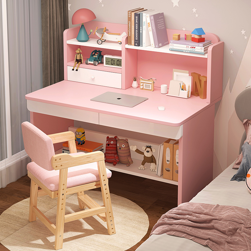 Children's study table home desk bookshelf integrated table bedroom elementary school student desk boy girl homework table and chair