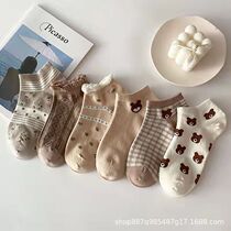 Womens Spring Summer White Socks Invisible Socks Cute Carto