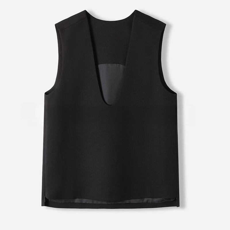 67165【Designer】New Sleeveless Top Layered with a Wool Vest, Versatile U-Neck Vest