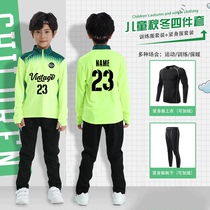 Childrens autumn and winter long-sleeved football training uniforms competition sports suits mens fleece jerseys custom team appearance uniforms for women