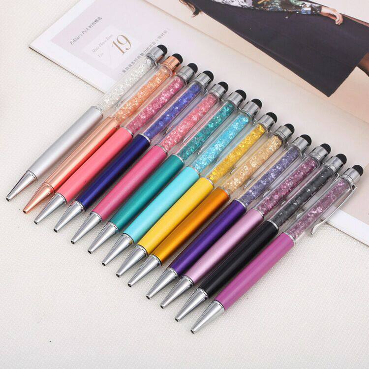 Crystal touch screen pen, metal business ballpoint pen, rhinestone capacitor pen, creative advertising pen, custom logo lettering pen - Taobao