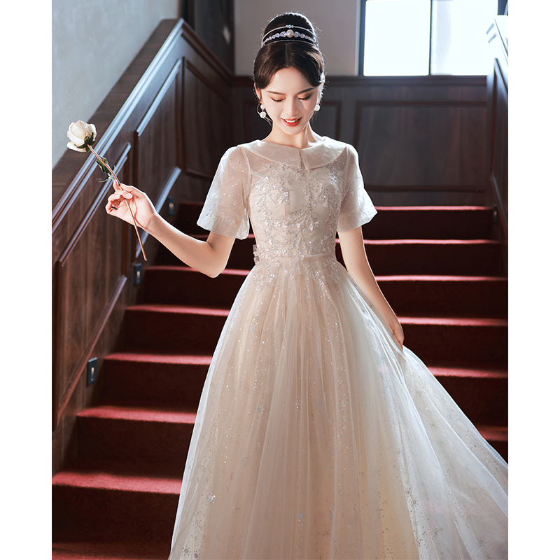 Evening dress, skirt, advanced bridesmaid dress, champagne color, 2023 collection, high-quality style, bright catchy style Evening dress, skirt, advanced bridesmaid dress, champagne color, 2023 collection, high-quality style, bright catchy style