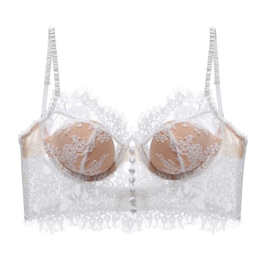European and American French sexy white lace tube top thin section with padded suspenders inner wear bra for girls