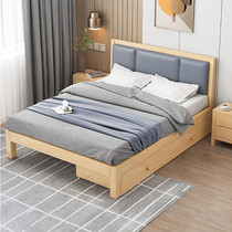 Real wood bed 1 8 meters master bed modern minimalist furniture 1 5 m light luxury soft on marital bed with storage