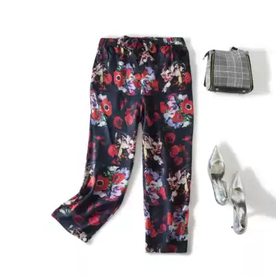 (change of season)Silk harem pants women's nine-point pants mulberry silk streamer pocket Korean version of the color cigarette tube pants