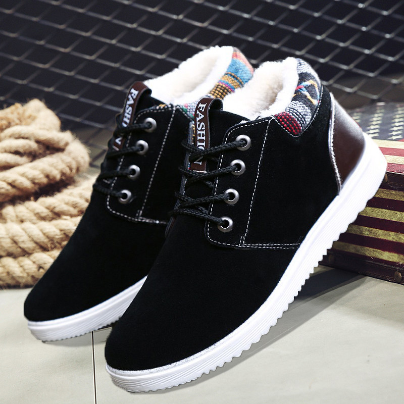 Winter men's shoes cotton shoes men's short boots plus suede thickened warm boots Korean version trendy casual board shoes snowy boots man
