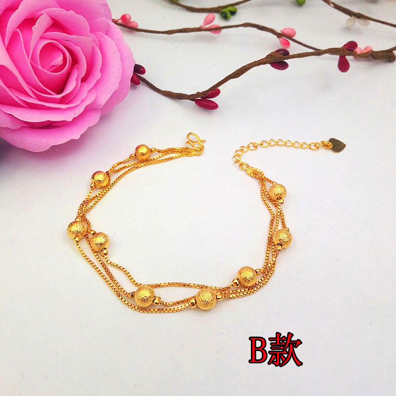 Phiên bản mới của Hàn Quốc của vòng chân Shajin phụ nữ có thể điều chỉnh vàng trang sức bằng vàng chuyển hạt vòng chân thời gian dài không phai vòng chân cá chép nữ