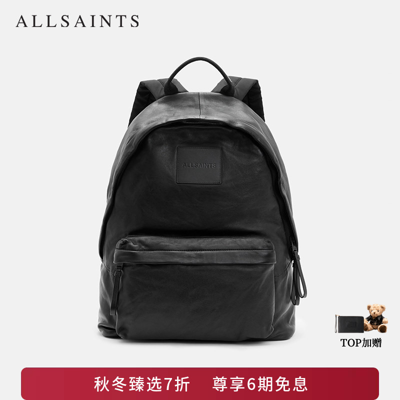 Allsaints Men's Sheep Leather Backpack, Trendy and Practical Computer Bag, Large Capacity Bag, Autumn and Winter Style