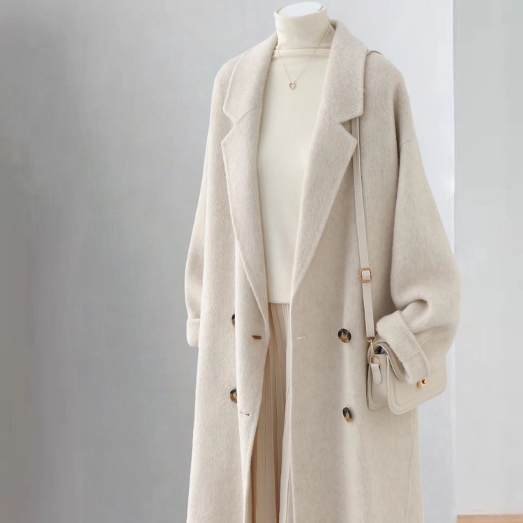 Double-Sided Cashmere Coat for Women 2025 Autumn and Winter New Korean Style Mid-Length Loose Fit Petite High-End Woolen Coat