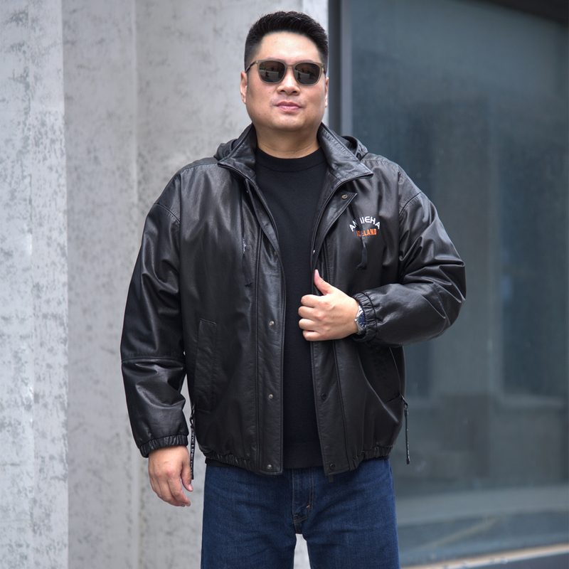 Large Size Men's Leather Jacket 2026 Winter New Style Genuine Leather Fashion Casual Oversized Plus-Size Top