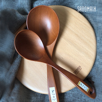 Sandman wooden spoon Household rice large soup spoon Long handle wood exquisite high-value dining spoon