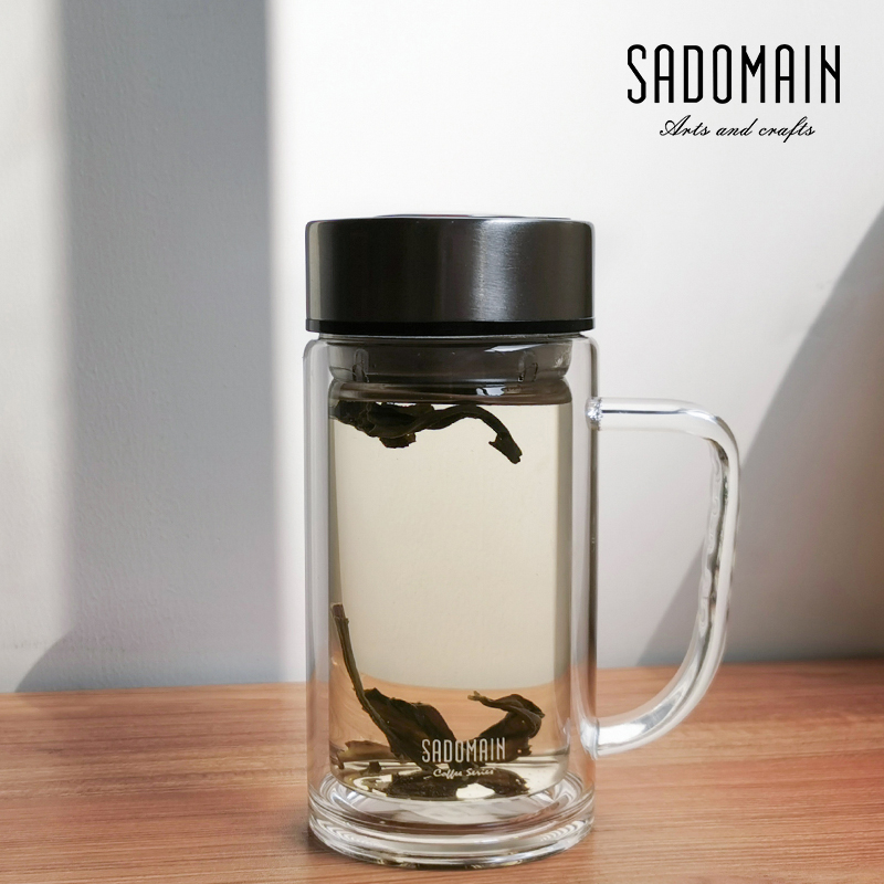 Taiwan Senderman Tea Water Separation Cup Heat-resistant glass cups bring the office cup teacup glass mug with lid