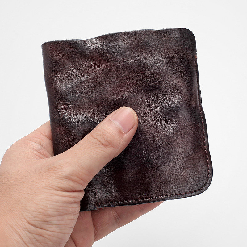 Men's leather wallet tide hand short personality leather wallet soft vegetable tanning head skin student retro simple