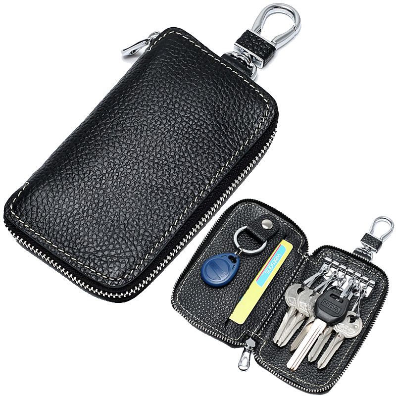 Multifunction Key Bag Men Genuine Leather Upscale Home Car Women's Carpack Two-in-one Large Capacity Containing Head Layer Cow Leather