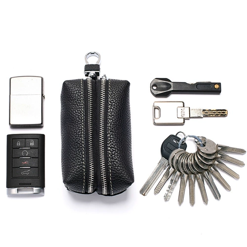 Двухэтажная вместительная и большая ключница, универсальная кожаная система хранения, из натуральной кожи, воловья кожа