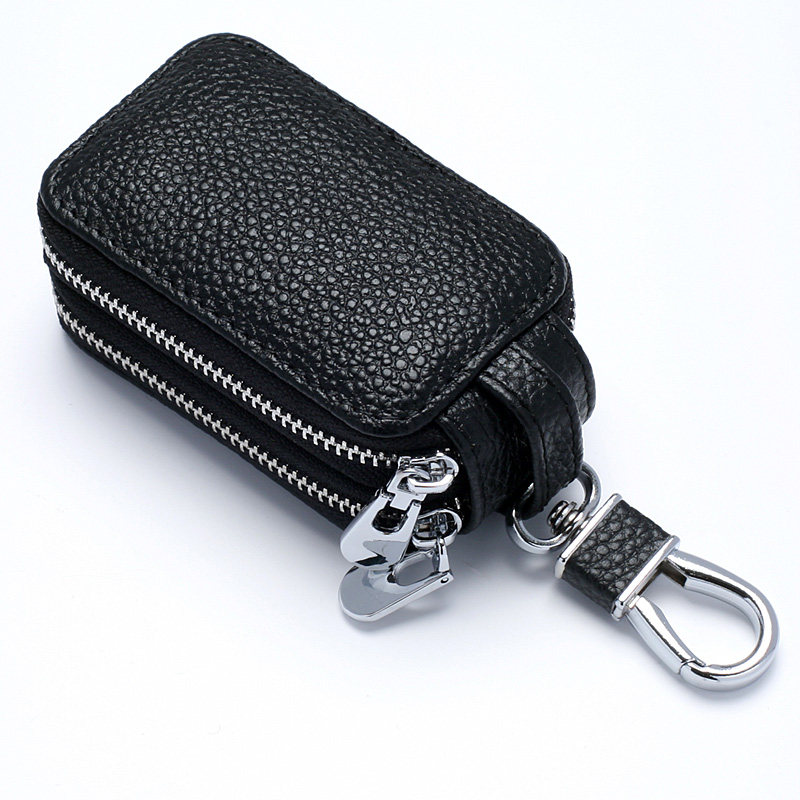 Double Layer Pull Chain Key Bag Men Genuine Leather Accommodating Women Multifunction Large Capacity Home Car Universal Door Small Cow Leather