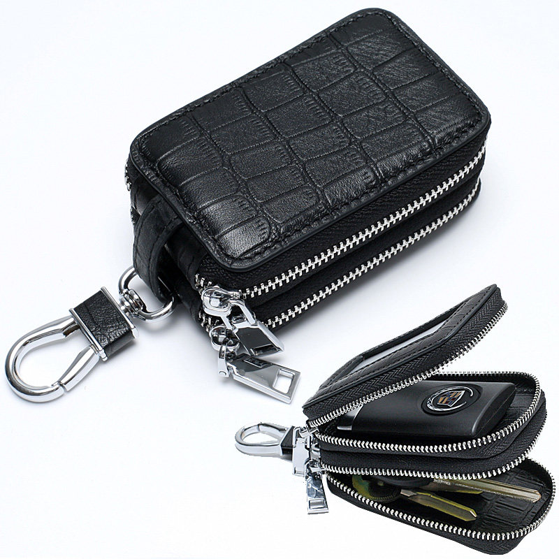 Double Layer Pull Chain Key Bag Men Genuine Leather Accommodating Multifunction Large Capacity Car Home Door Universal Female Upscale Cow Leather