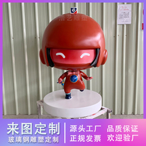 Cartoon character doll glass fiber reinforced plastic sculpture custom ip store recruitment mascot glass fiber reinforced plastic sculpture ornaments picture customization