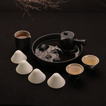  Taiwan Tangtang ceramic Japanese Kung Fu tea set Complete set of tea set Tea tray Coarse pottery Teapot Teacup Male cup