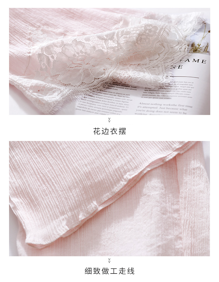 Tiêu chuẩn Mỹ mùa hè mới cotton dài tay phục vụ nhà cotton gợi cảm tươi mát có thể mặc bên ngoài bộ đồ ngủ mỏng đồ bộ nữ