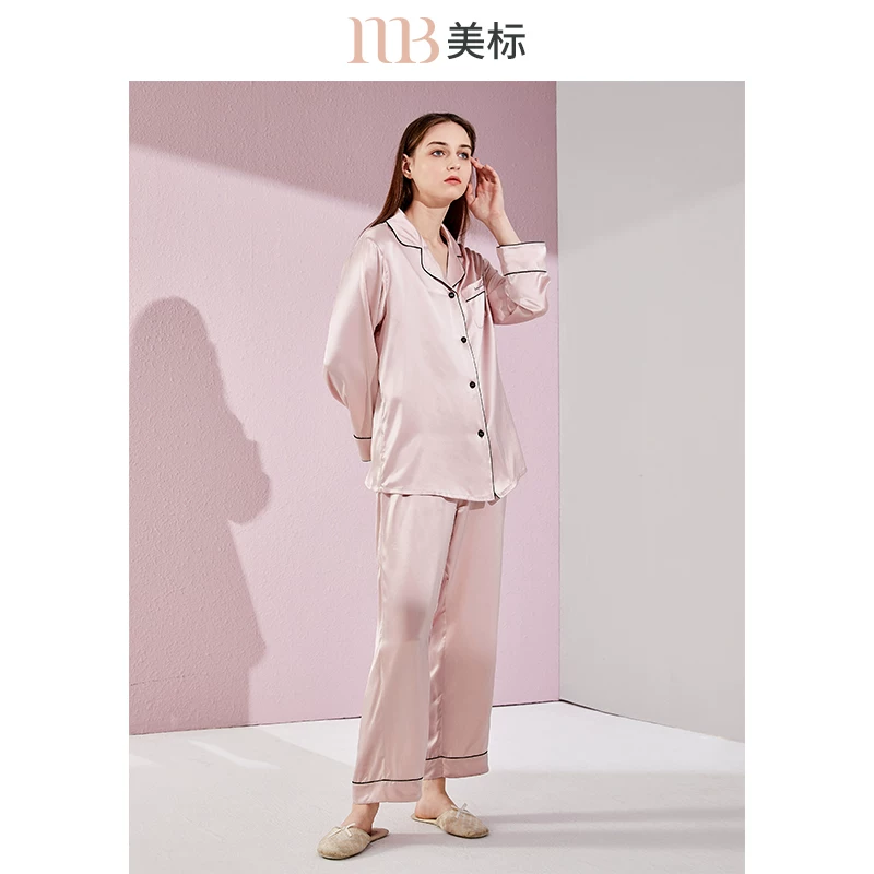 Китайский стандарт Silk длинный рукав, пижама, набор, осень зима маска для сна