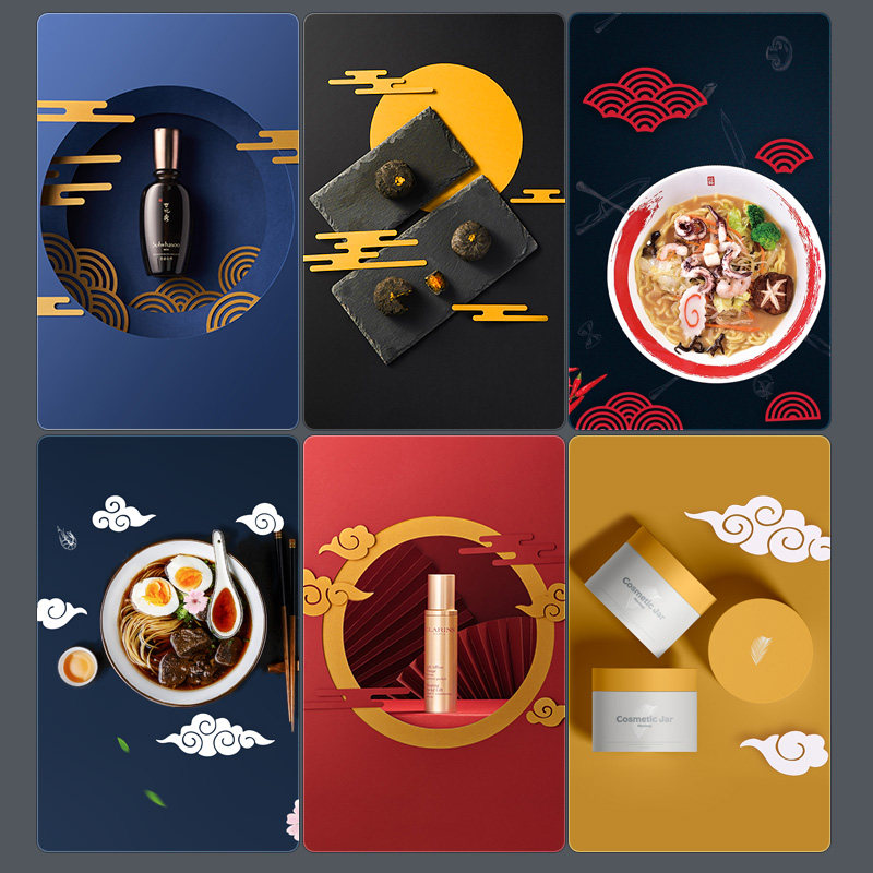 Chinese style paper-cut photography props cloud pattern still life product background set Chinese Forbidden City creative photography