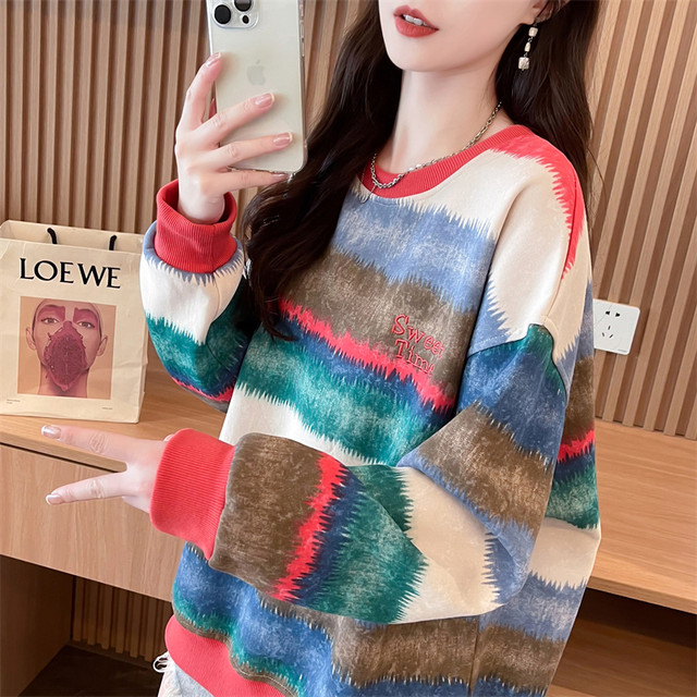 Women's Thin Loose Lazy Style Printed Sweatshirt