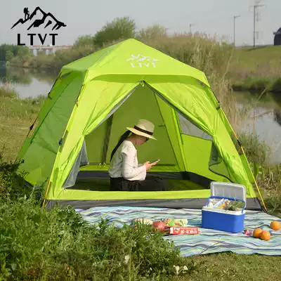 LTVT automatic tent outdoor 2-3-4 people two rooms one hall thick rainproof aluminum pole camping field camping