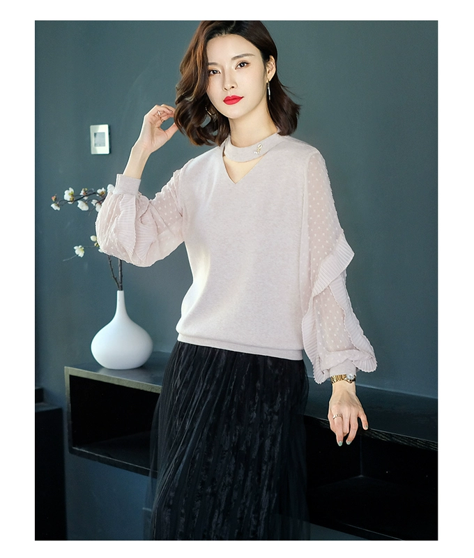 Mùa xuân 2019 áo len nữ mới dành cho nữ diện ngắn mùa xuân 2018 mùa thu và mùa đông buông lơi phần mỏng v-cổ đan - Áo / áo thun áo len cardigan