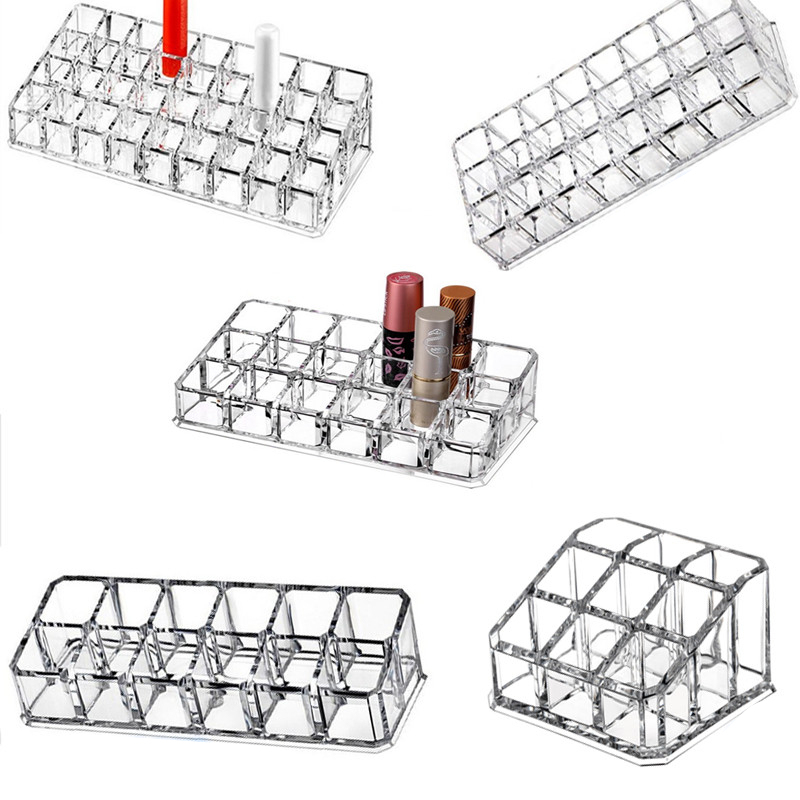Transparent Lipstick Display Stand, Cosmetic Sample Storage Box, 9 Compartments, 12 Compartments, 24 Compartments, 36 Compartments, Acrylic